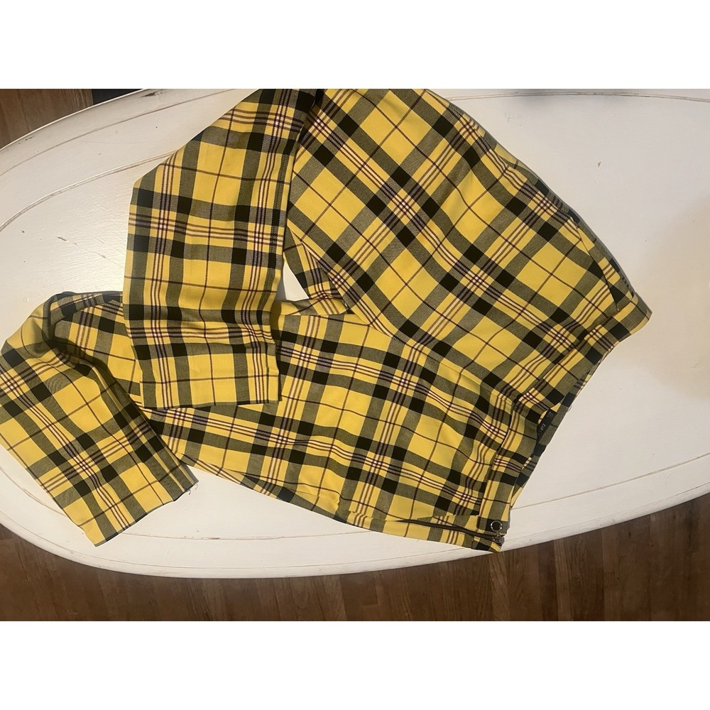 Zara Yellow Plaid Pants Clueless Y2k Trendy Trousers Preppy Tartan Womens Sz2